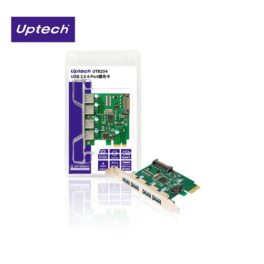Uptech 登昌恆 UTB254 USB3.0 4Port 4埠 擴充卡